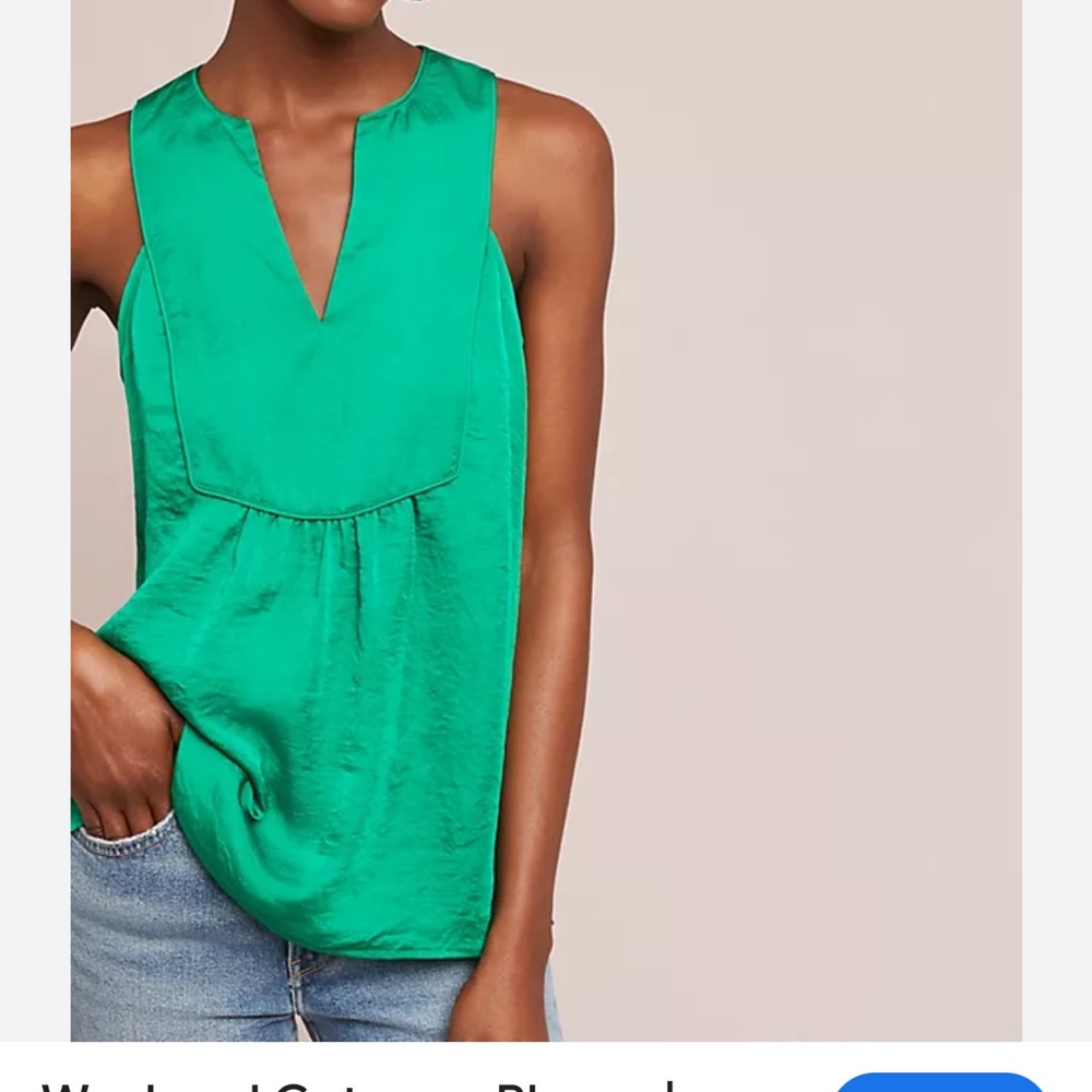 Maeve from Anthropologie Green Weekend Getaway Blouse Sleeveless Top | Size 6